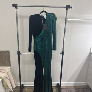 Zhivago Perfume Exotico Sequin Jumpsuit in Emerald